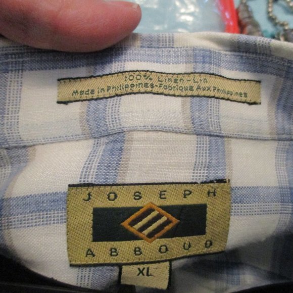 Joseph Abboud Blue White Linen Button Down sz XL - Picture 9 of 9